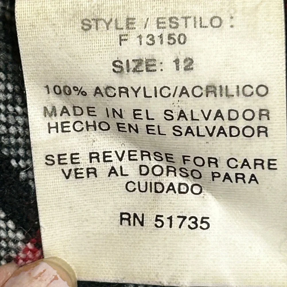 Sag Harbor Skirt Womens Size 12 Black Red White Plaid A-Line Midi Elastic Waist